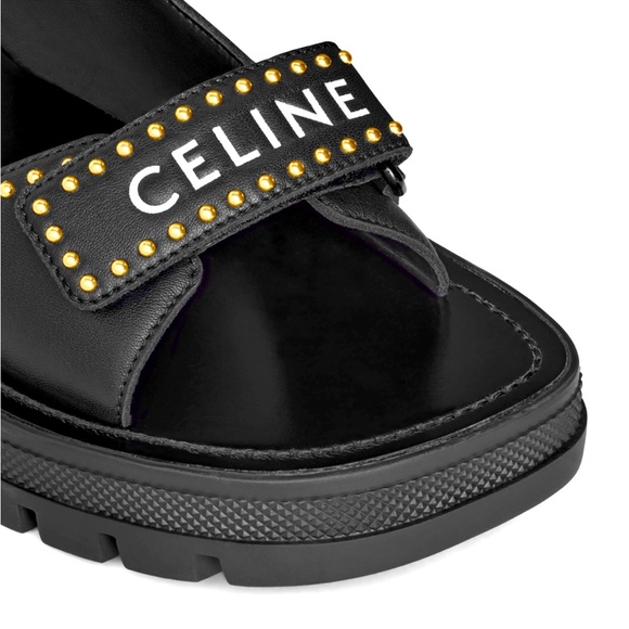 CELINE LEO STUDDED CHUNKY SANDAL IN CALFSKIN BLACK Brand New 38 - Picture 4 of 6
